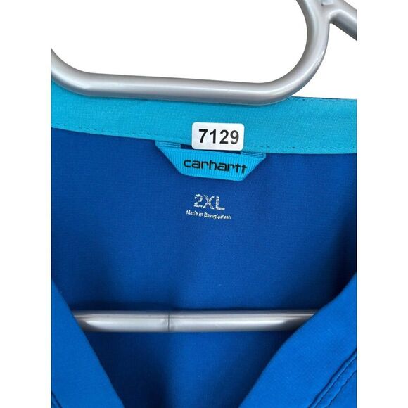 Carhartt 2XL Blue V-Neck Short Sleeve Scrub Top With Pockets - Picture 2 of 10